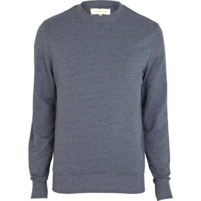 Blue marl long sleeve crew neck sweatshirt