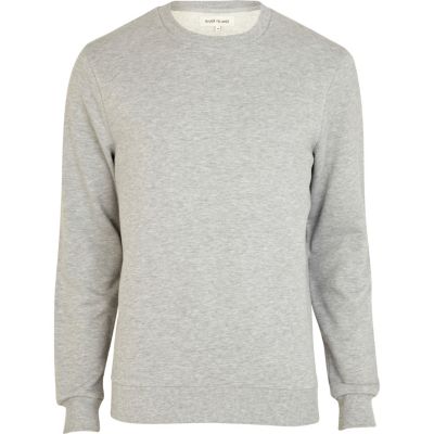 Grey marl long sleeve crew neck sweatshirt