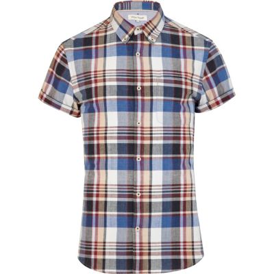 Blue short sleeve check shirt