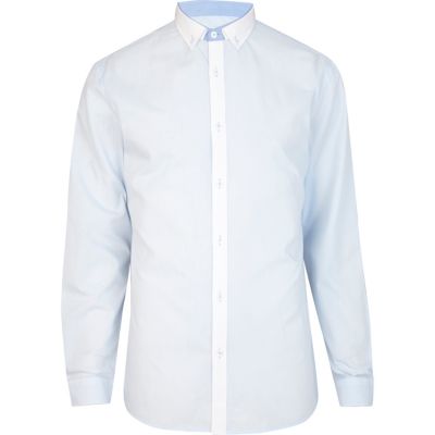 Light blue contrast placket shirt