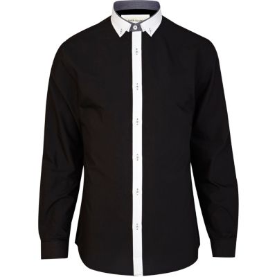 Black contrast placket shirt
