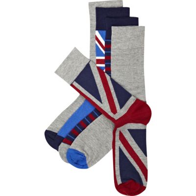 Navy union jack ankle socks pack