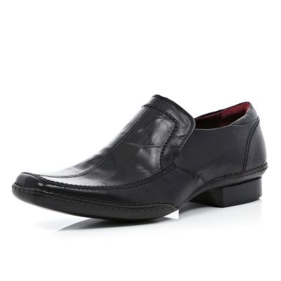 Black square pointed formal slip on shoes
