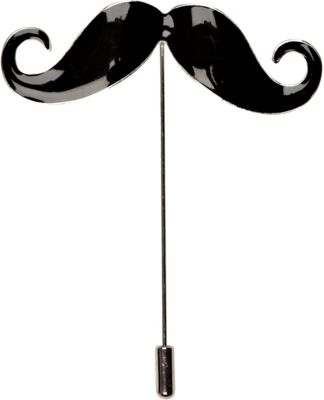 Black moustache lapel pin