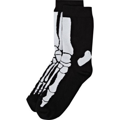 Black skeleton print socks
