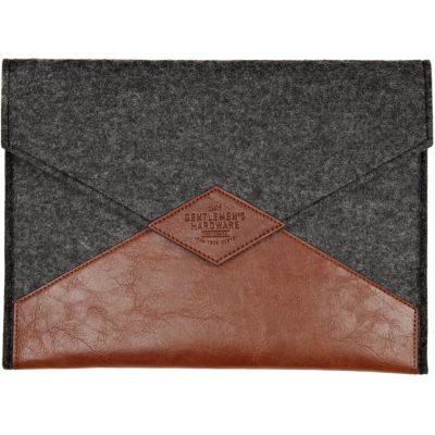 Brown and grey colour block tablet case 