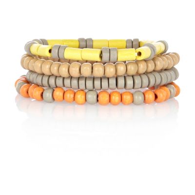 Grey and yellow beaded bracelet pack