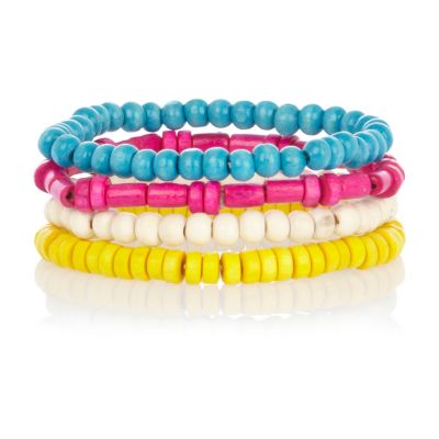 Multicoloured neon bead bracelet pack