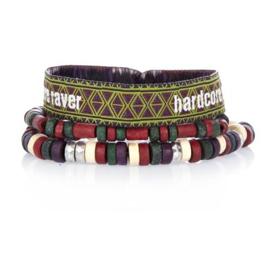 Red hardcore raver bracelet pack