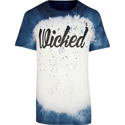 Blue tie dye wicked print t-shirt
