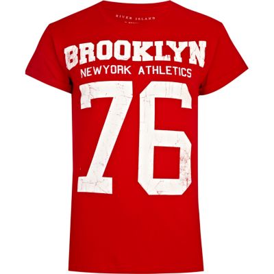 Red Brooklyn Athletics print t-shirt