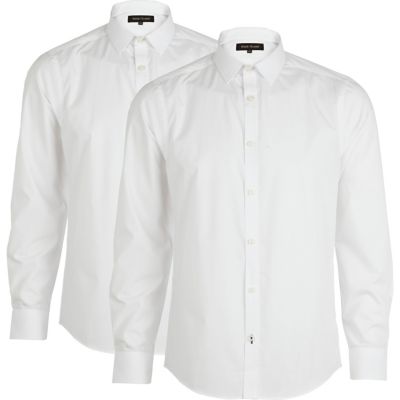 White long sleeve poplin shirt pack
