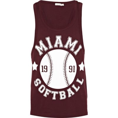 Red Miami Softball print vest