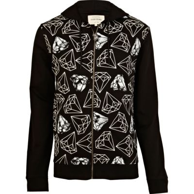 Black and white diamond print hoodie