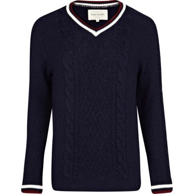 Navy V neck cricket jumper