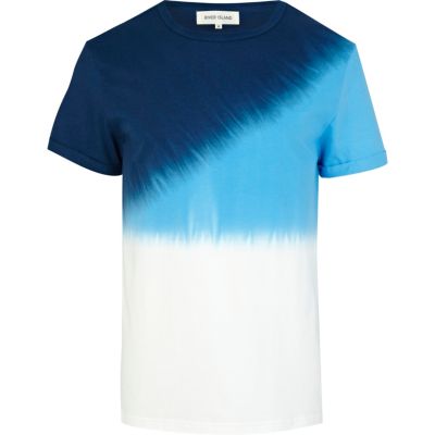 Blue diagonal dip dye t-shirt 