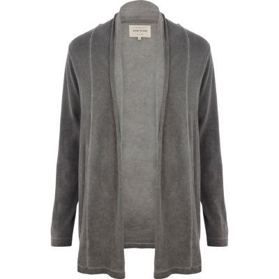 Grey acid wash zip through hoodie