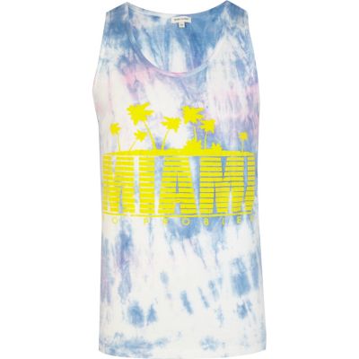 Blue tie dye Miami print vest