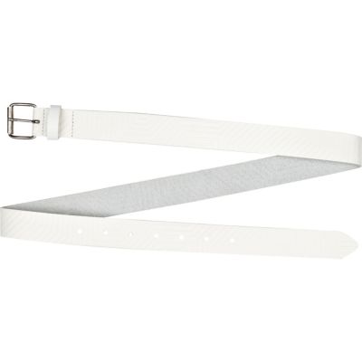 White geometric embossed pattern belt