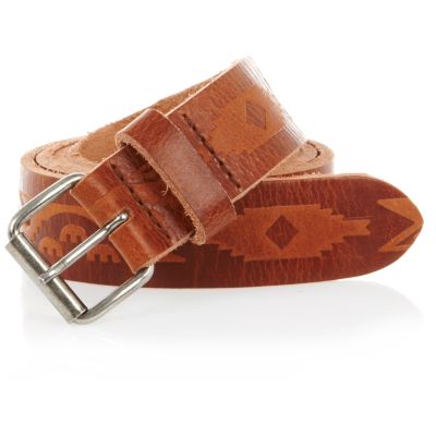 Brown aztec embossed belt