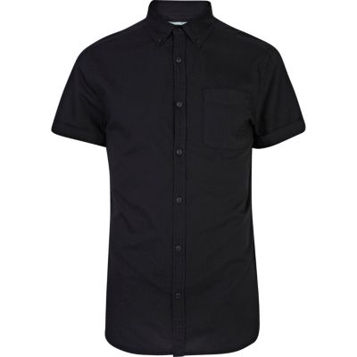 Black short sleeve Oxford shirt