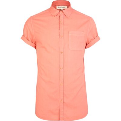 Pink short rolled sleeve Oxford shirt