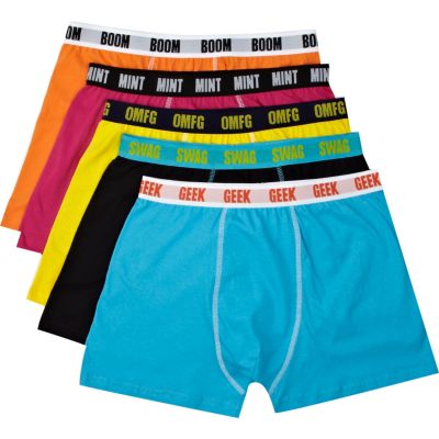 Multicoloured word print boxer shorts pack