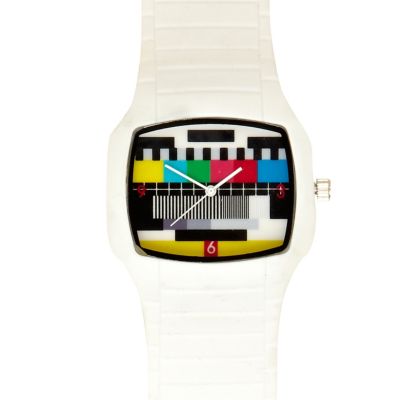 White retro test screen watch