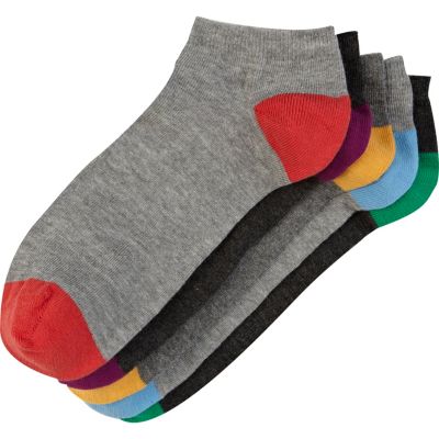 Grey colour block trainer socks pack
