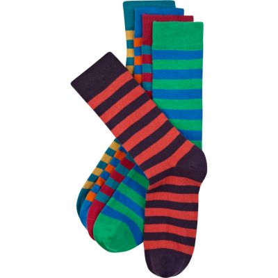 Green coloured stripe ankle socks pack