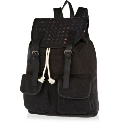 Black studded panel rucksack