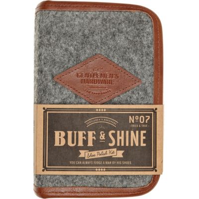 Grey shoe shine set 