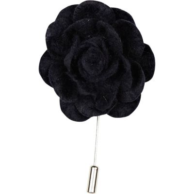 Navy flower lapel pin