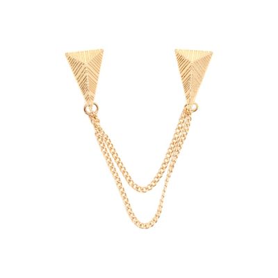 Gold tone chained collar tips