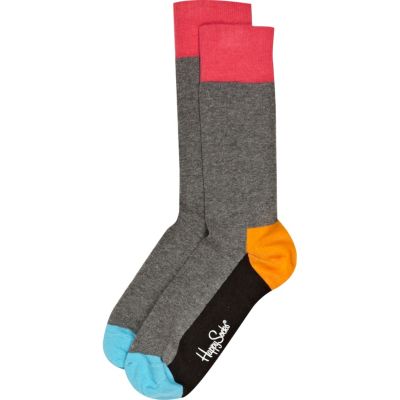Grey colour block Happy Socks
