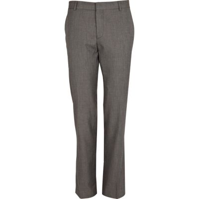 Grey contrast trim slim suit trousers 