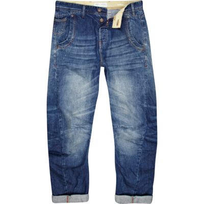 Mid wash twisted seam jeans