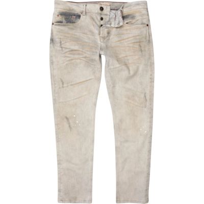Grey distressed Dylan slim jeans