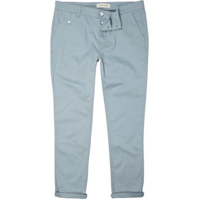 Light blue skinny ankle grazer trousers