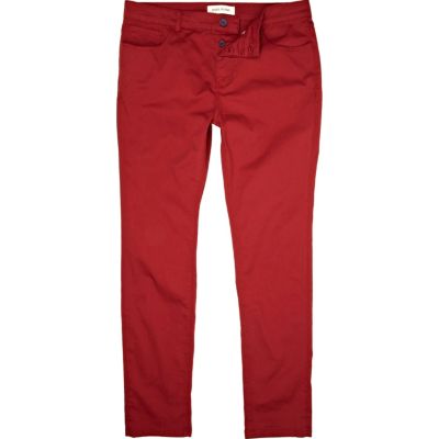 Red casual skinny trousers