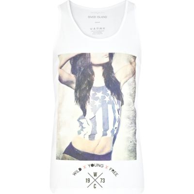 White wild young free girl print vest