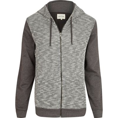 Ecru textured body hoodie 