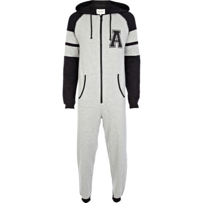 Grey and black varsity all-in-one