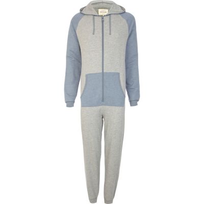 Grey colour block raglan sleeve onesie 