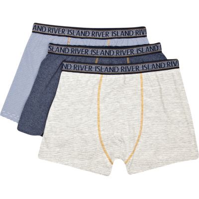 Navy striped denim-look boxer shorts pack