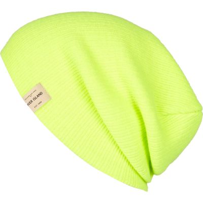 Yellow fluro knitted beanie hat