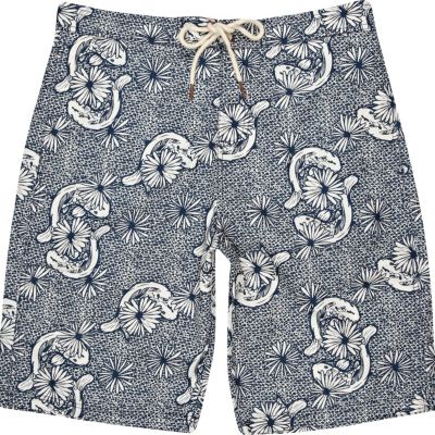Blue Koi print board shorts