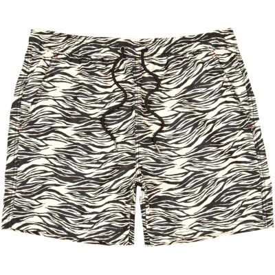 Black zebra print swim shorts 
