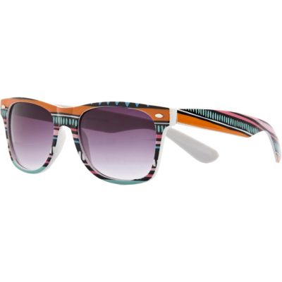 Blue aztec print retro sunglasses