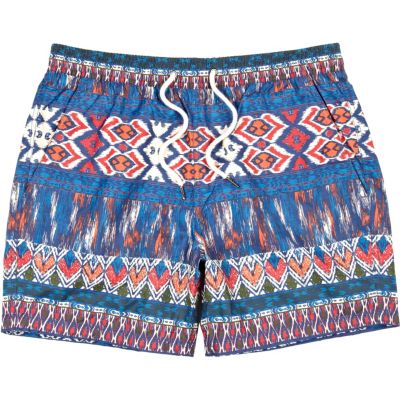 Blue ikat print swim shorts 